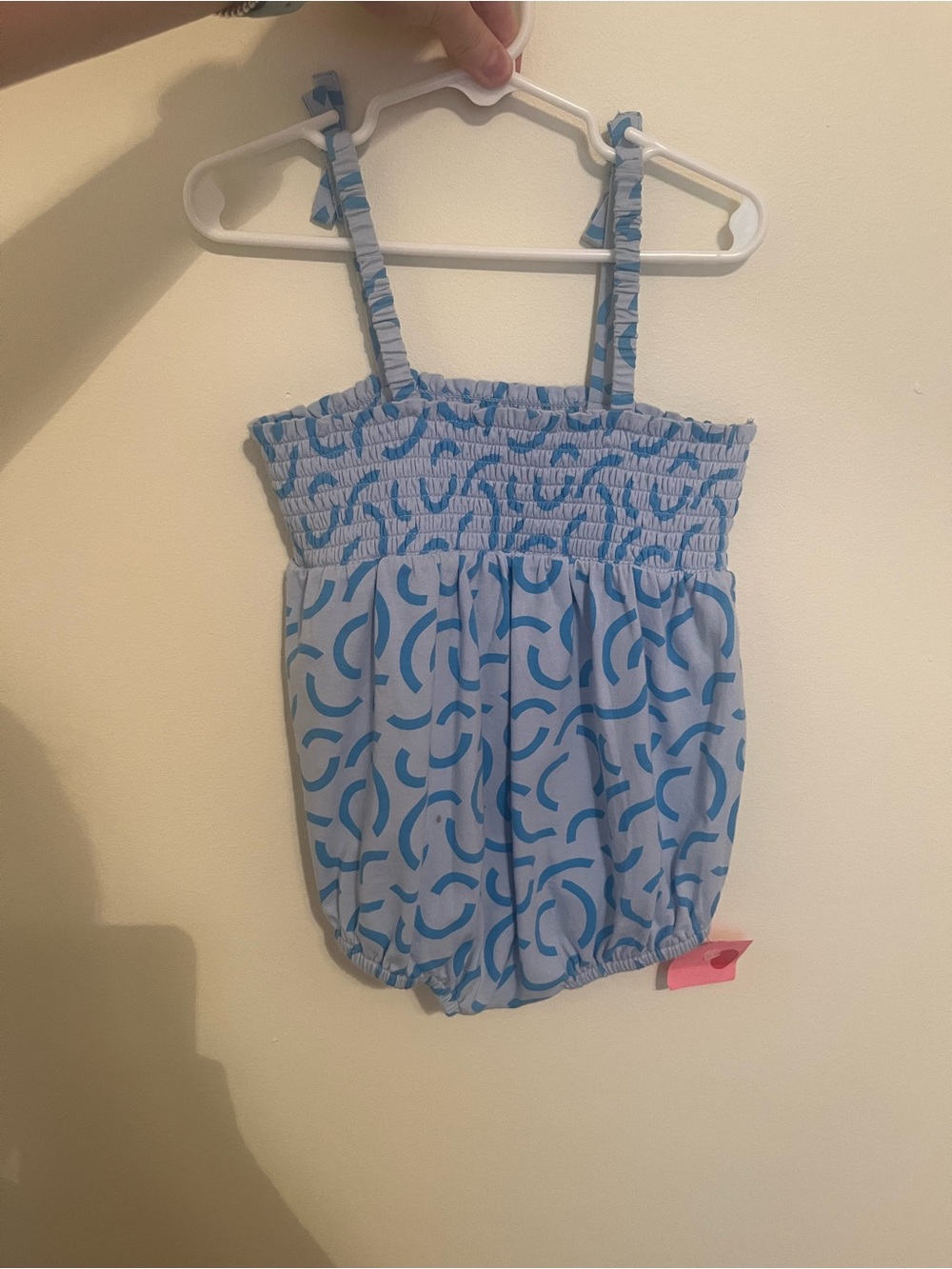 Smocked Blue Pattern Baby One-Piece Bodysuit